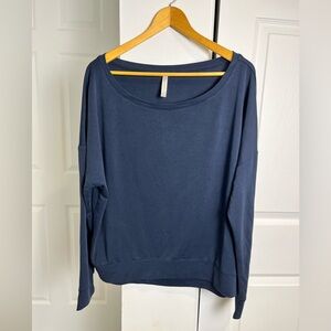 Fabletics Women's Oversized Boat Neck Pullover Navy Blue Eco Sleek Size L